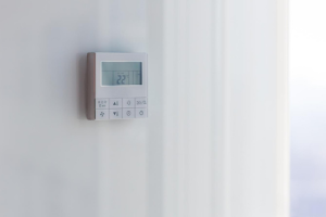 heating control panel on a white wall